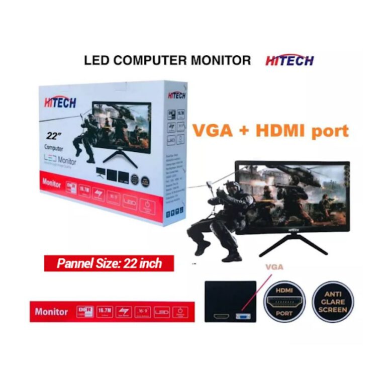 Hitech LED Computer Monitor | 22″ HD Display | 60Hz Refresh Rate | 5ms Response Time